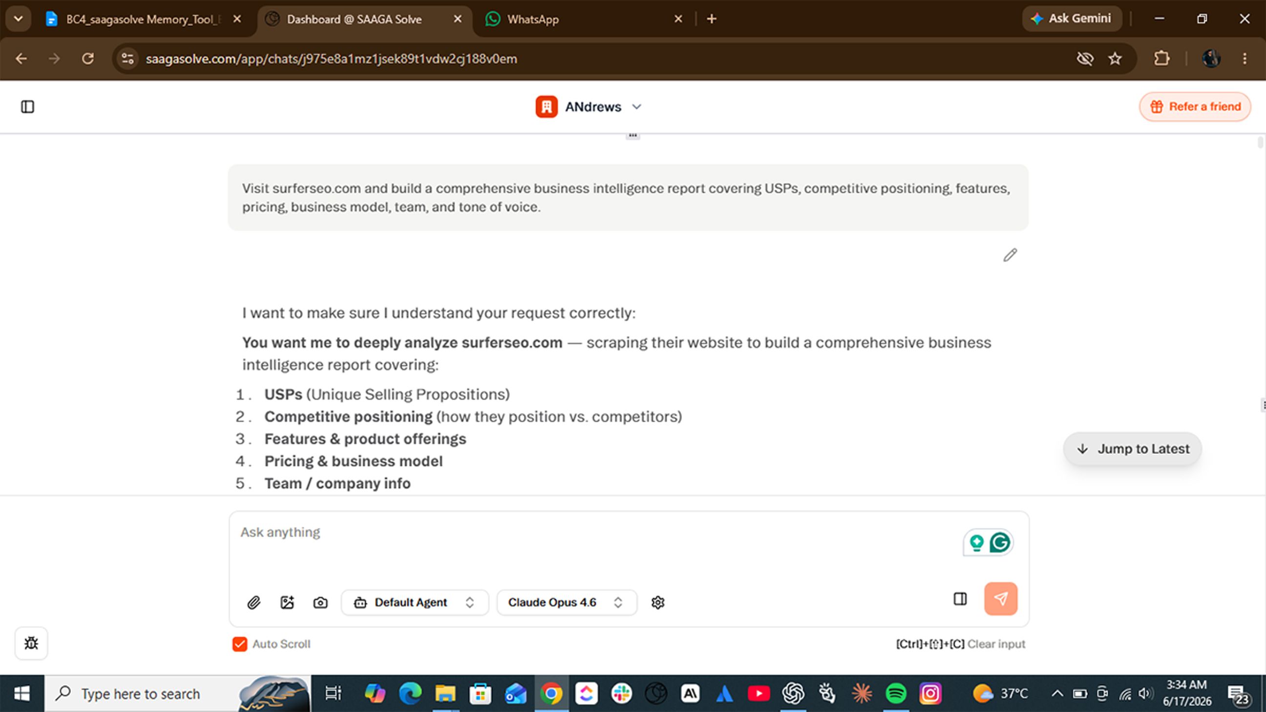 Webpage displaying a list of 5 key business strategy elements: niche, competition, and product.