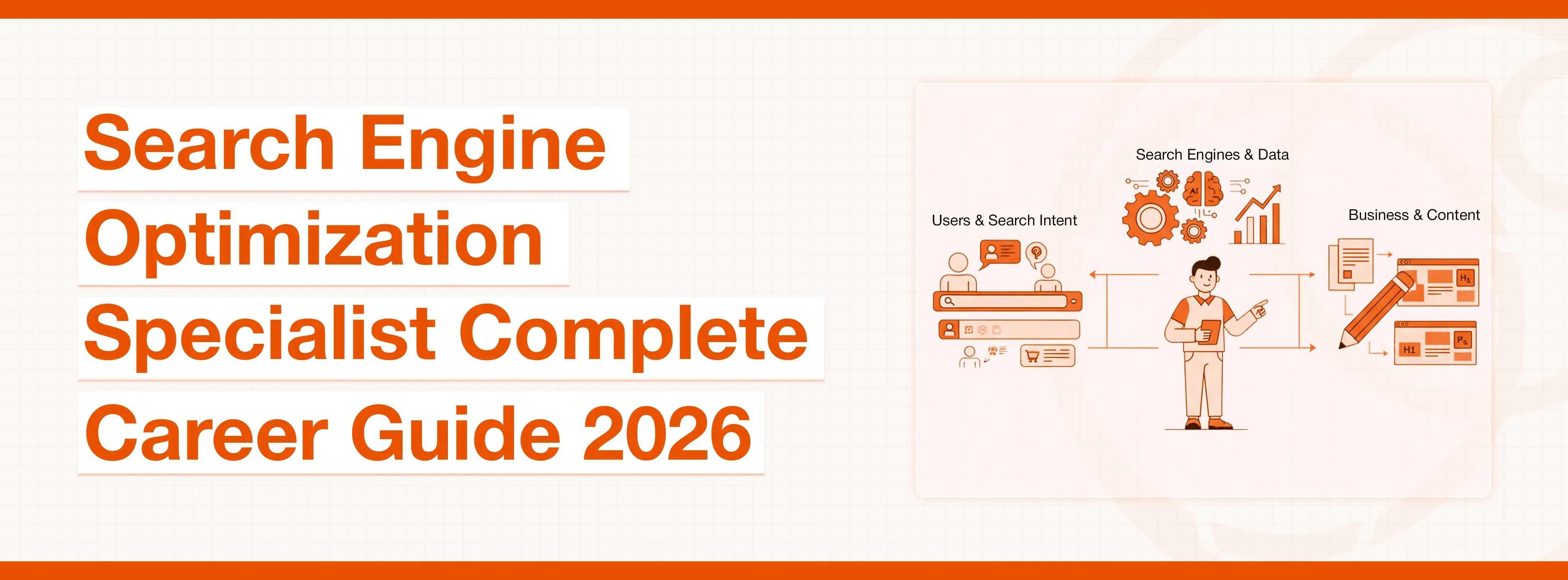 Search Engine Optimization Specialist Complete Career Guide 2026 banner with a career path illustration.
