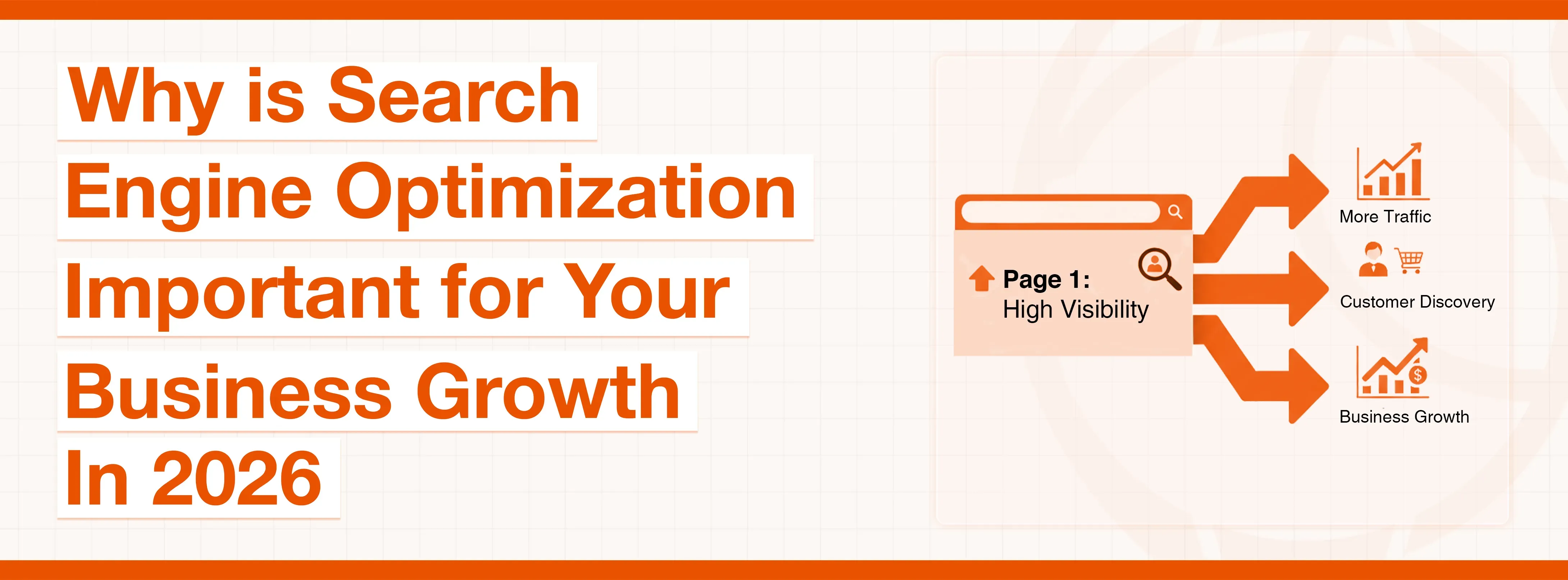 Graphic emphasizing Search Engine Optimization's importance for business growth in 2026, detailing its benefits.