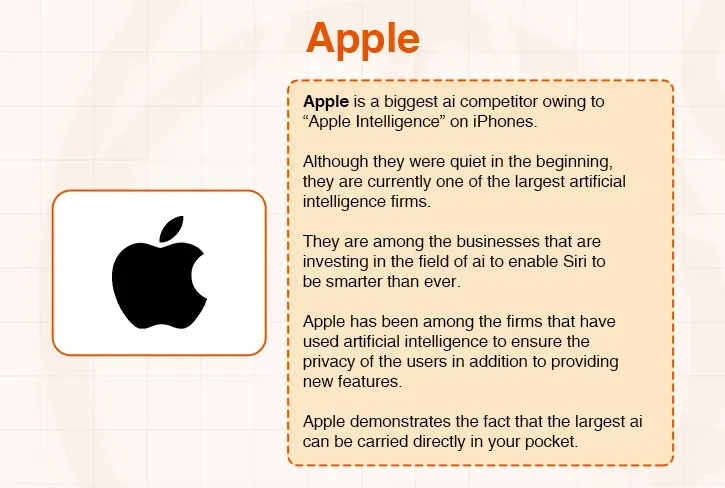 Apple logo next to text discussing Apple's advancements in artificial intelligence for iPhones.