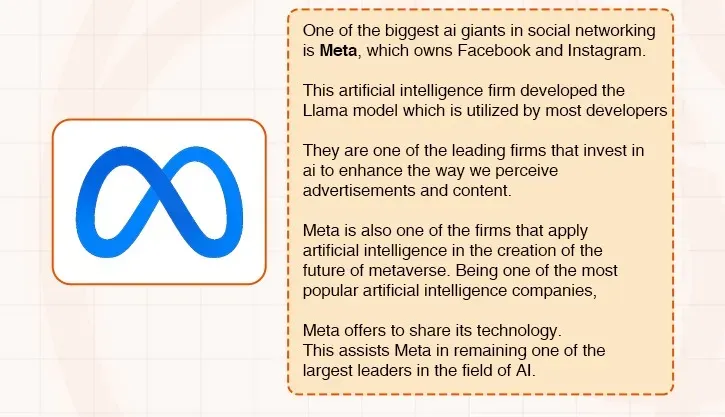 Blue Meta logo, an infinity symbol, representing the technology company.