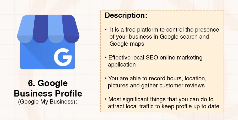 Google Business Profile logo featuring a blue building icon with a white 'G' on it.