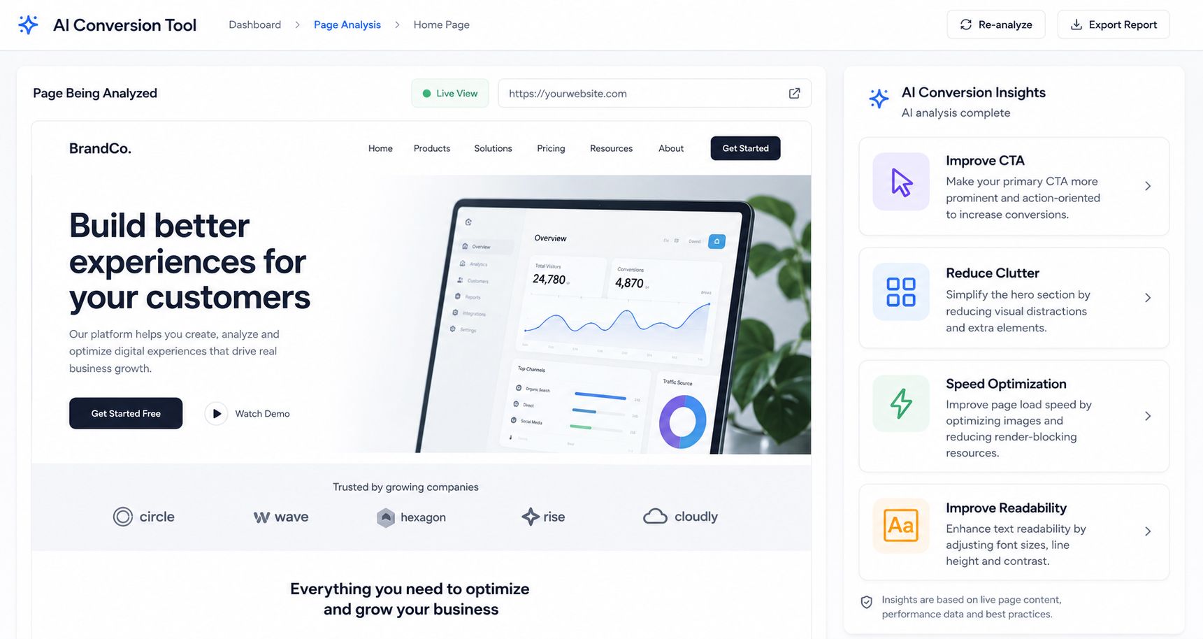 Website interface displaying 