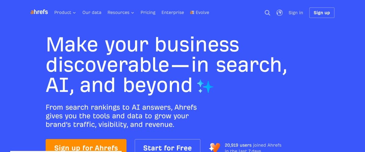 The Ahrefs homepage