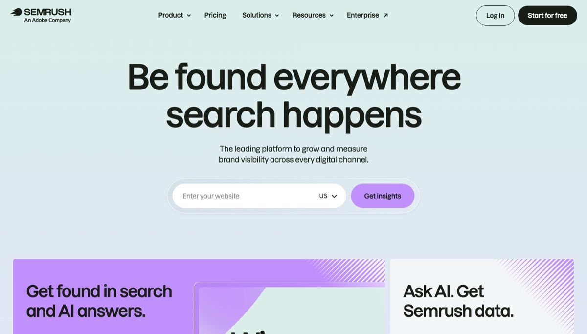 The Semrush homepage