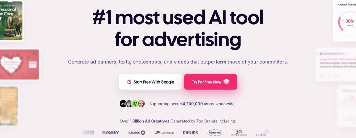 The AdCreative.ai homepage