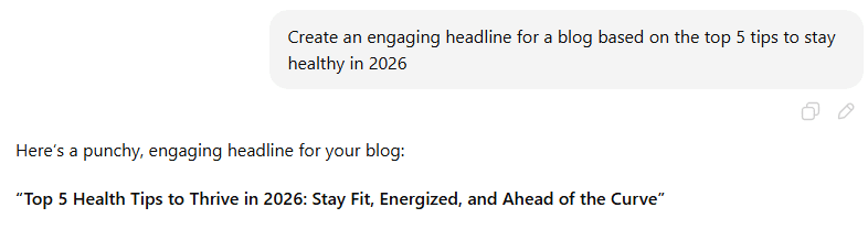 Chat AI generates a blog headline: