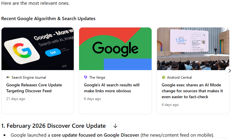Google logo and text 'Search with AI' for a core update news article.