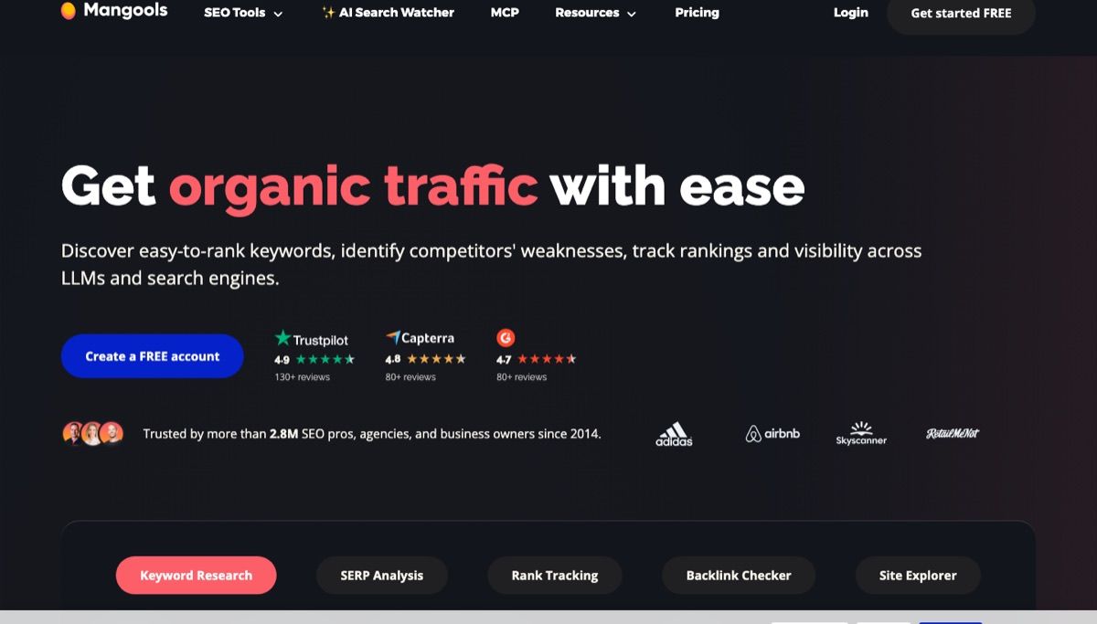 The Mangools homepage