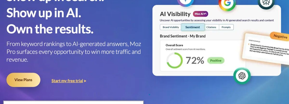 The Moz Pro homepage