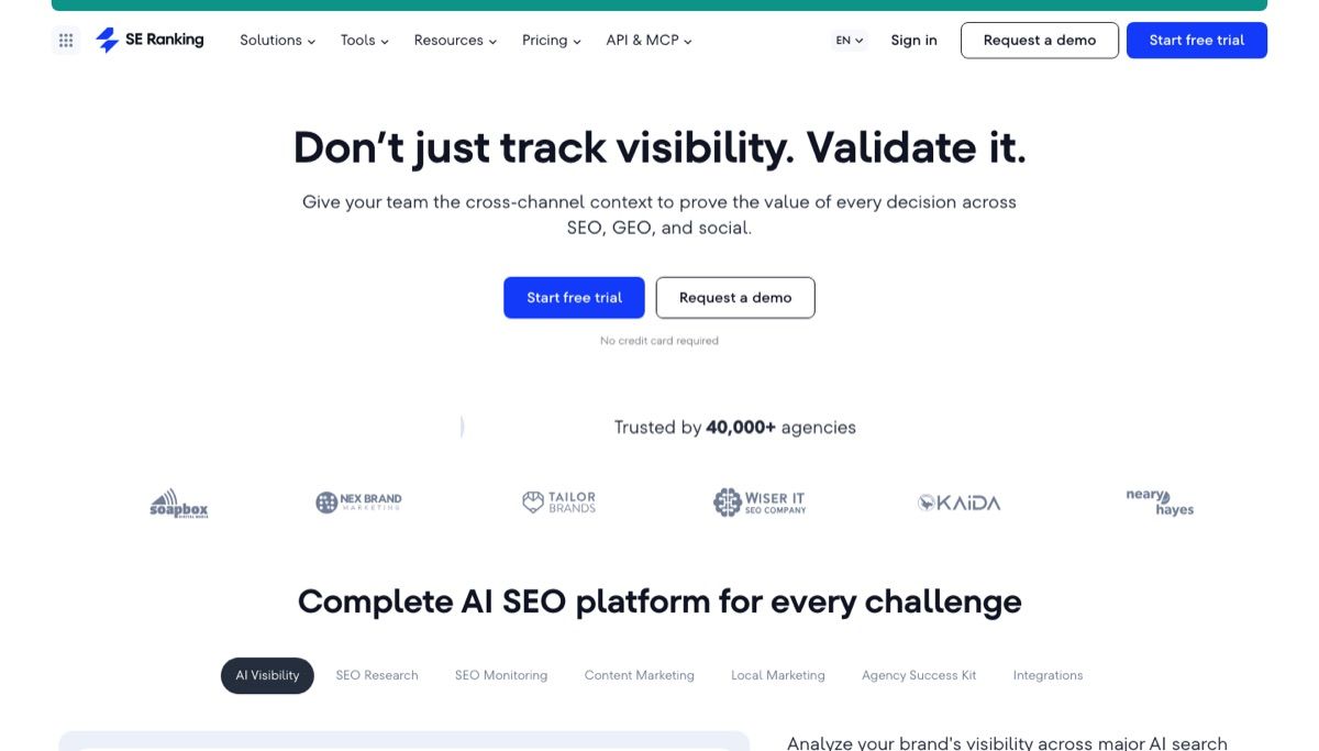 The SE Ranking homepage